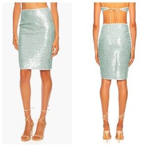 Susana Monaco Dot Sequin Pencil Skirt in Celadon Size Small NWT